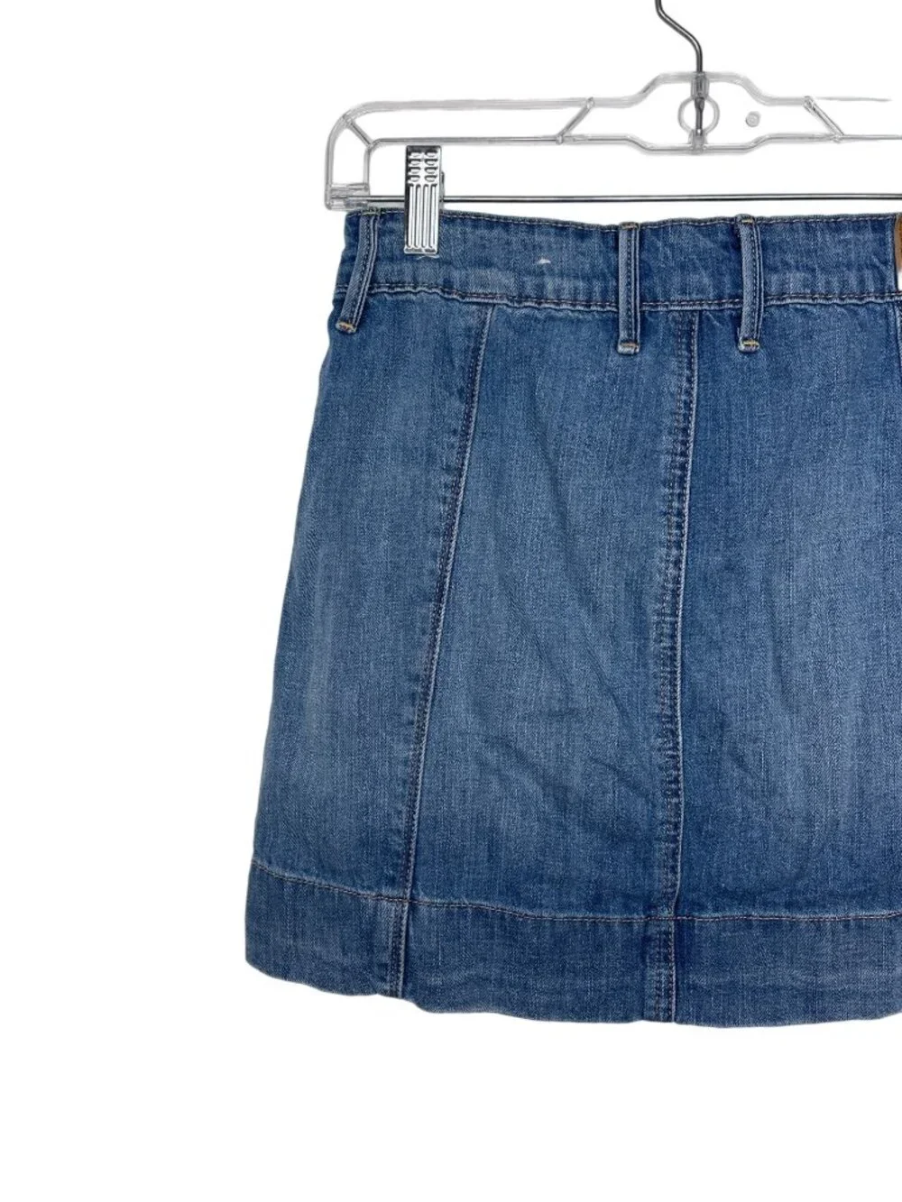American Eagle Denim Mini Skirt Womens Size 2 Blue High Rise Zip Front A Line